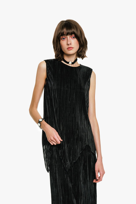 Plissé Sleeveless Top