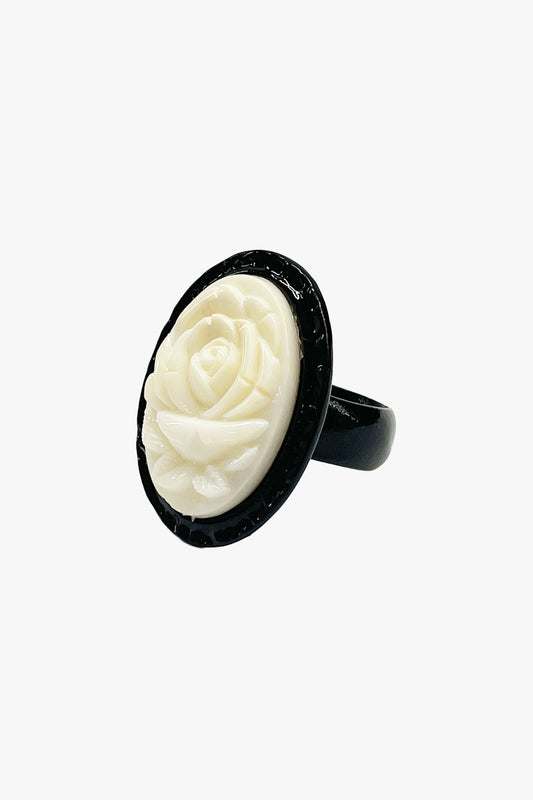 Carved Rose Ring - Ivory