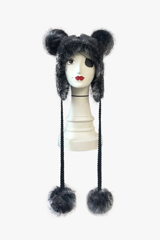 Faux Silver Fox Hat is as fun as it is functional made from faux fur with frosted silver finish